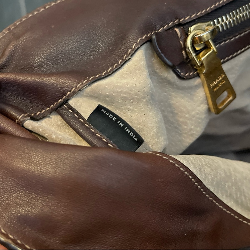 Prada Womens Leather Gold Tone Hardware Top Handle Tote Bag Brown - Picture 13 of 16